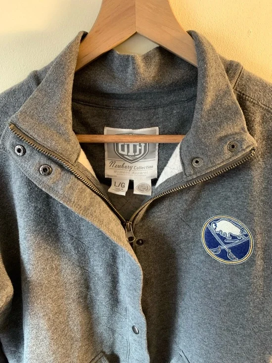 Buffalo Sabres Old Time Hockey Newburyport Jacket Gray NHL Women’s Large - Picture 3 of 9
